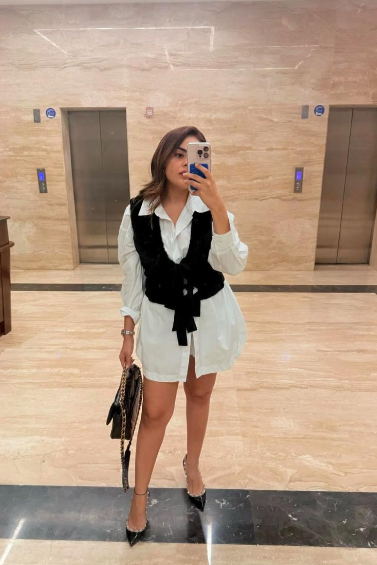 Fur and Crepe Waist Coat (Simran Luthra)