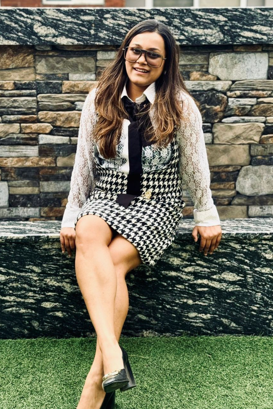 Houndstooth tweed dress